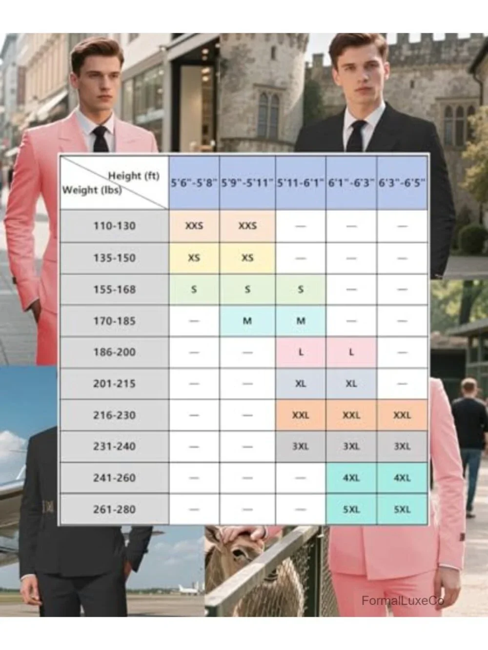 Men's 2-Piece Slim Fit Suit with Metal Clasp, Dress Blazer and Pants, Business